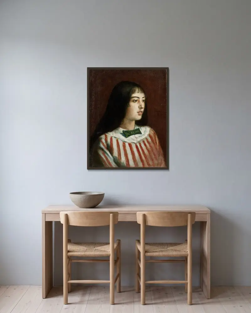 Ung kvinna med fluga av Emile Bernard inramad på en vägg