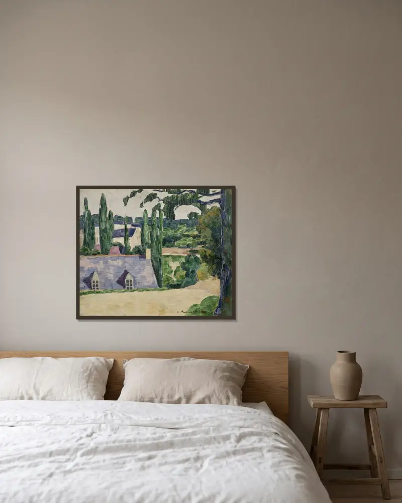 Landskap vid Pont-Aven av Emile Bernard inramad på en vägg