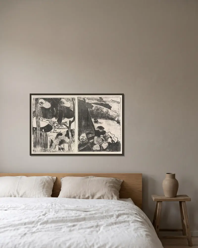 Les Bretonneries av Emile Bernard inramad på en vägg