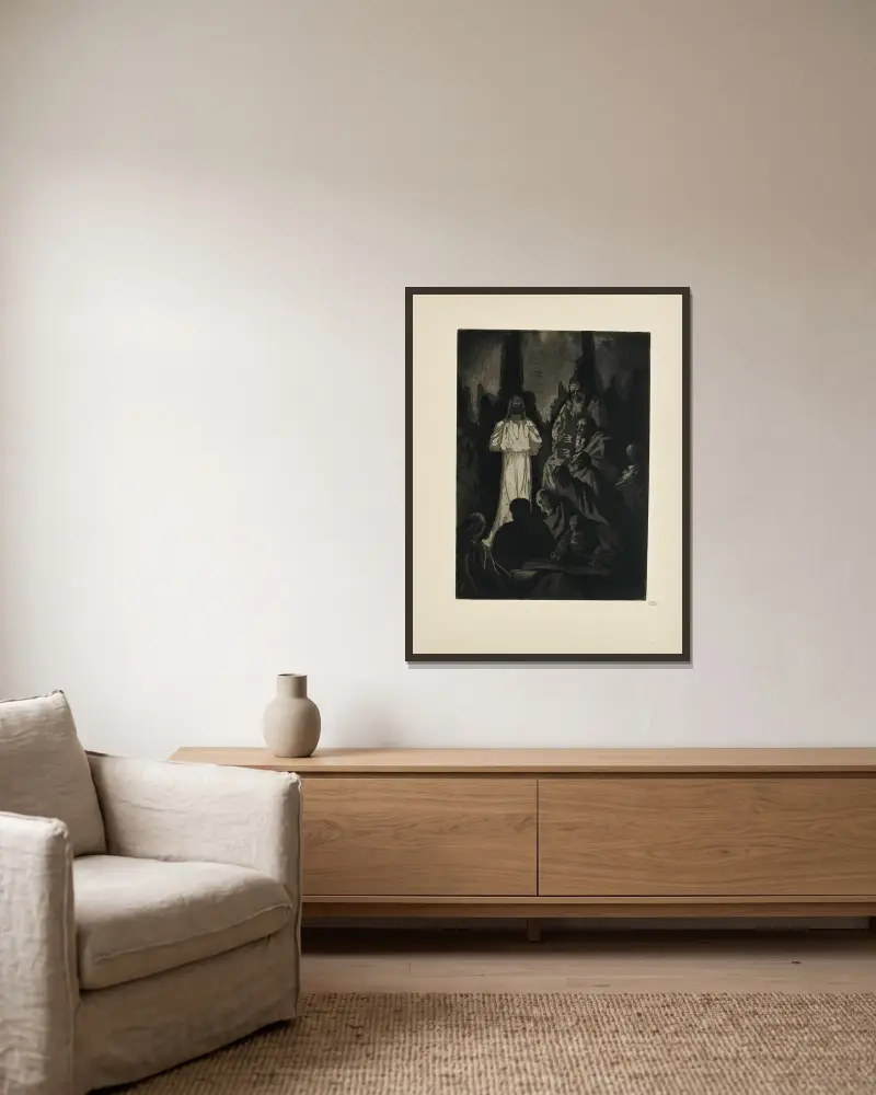 N° 37 – Christ est debout devant ces hommes ténébreux av Emile Bernard inramad på en vägg