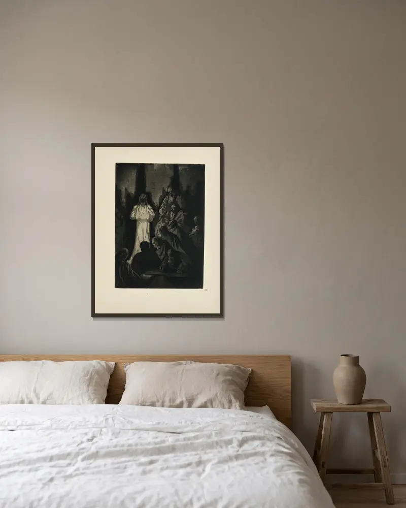 N° 37 – Christ est debout devant ces hommes ténébreux av Emile Bernard inramad på en vägg