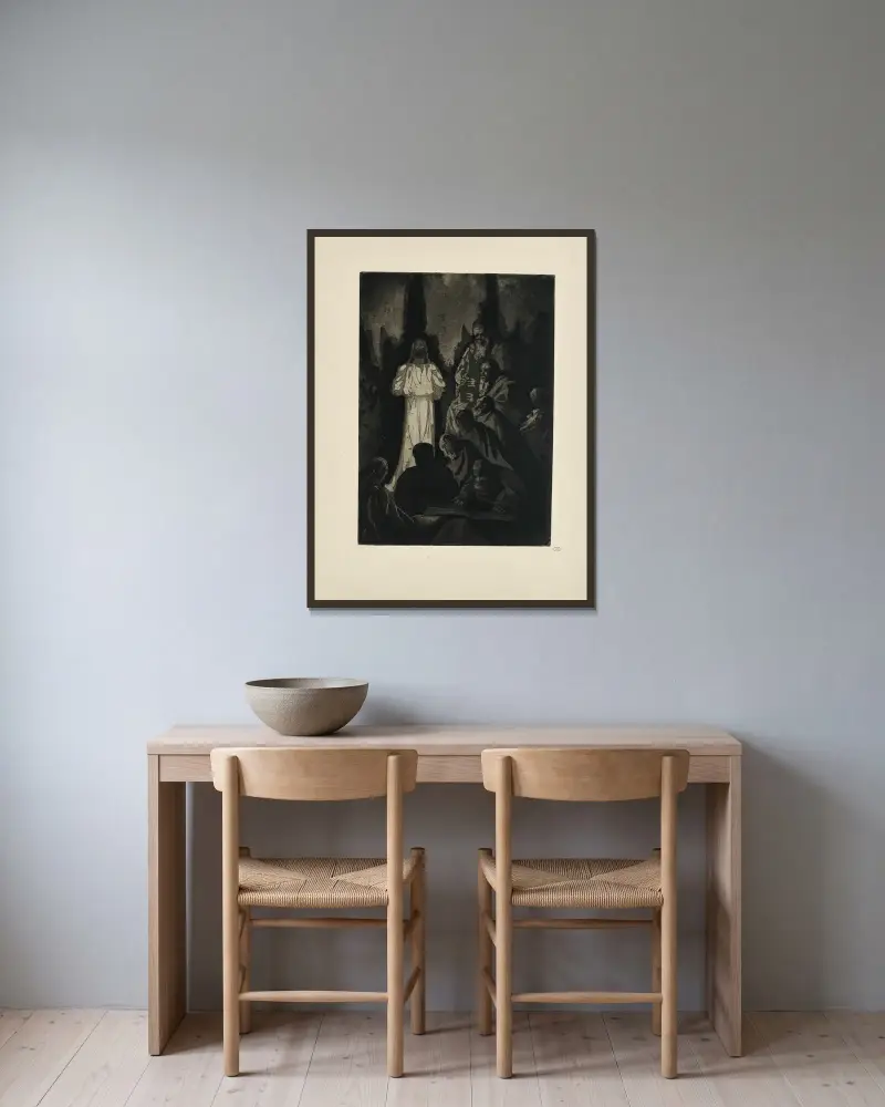 N° 37 – Christ est debout devant ces hommes ténébreux av Emile Bernard inramad på en vägg