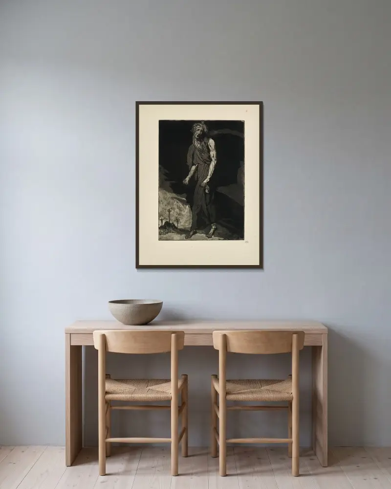 N° 39 – Så gick denne man bort till en dyster plats och hängde sig av Emile Bernard inramad på en vägg