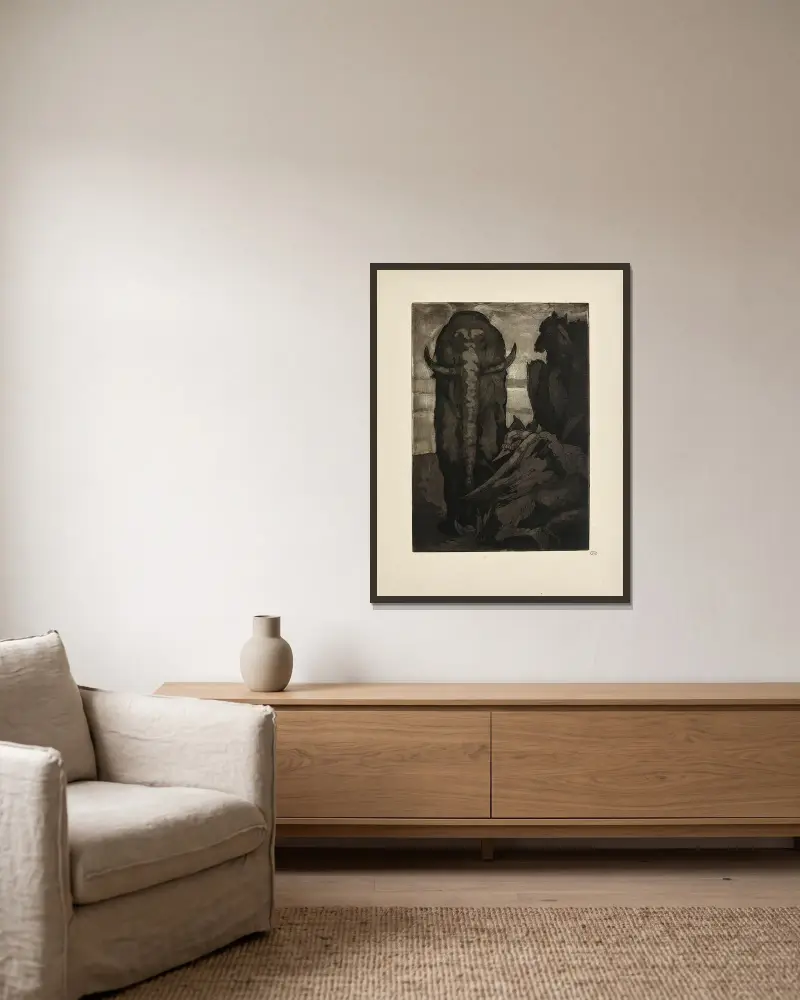 Nr. 7 – Eine schreckliche Welt voll wunderbarer Wesen von Emile Bernard gerahmt an einer Wand