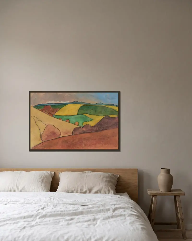 Bretagne landskap av Emile Bernard inramad på en vägg