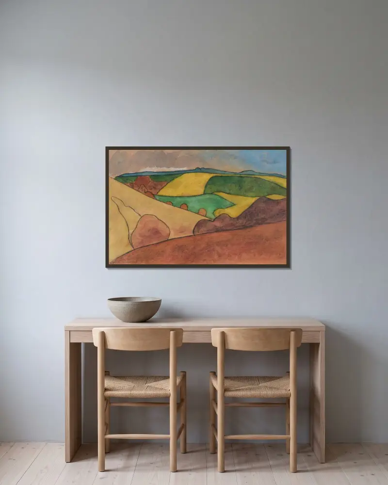 Bretagne landskap av Emile Bernard inramad på en vägg