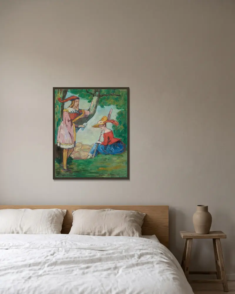 Lantlig scen av Emile Bernard inramad på en vägg