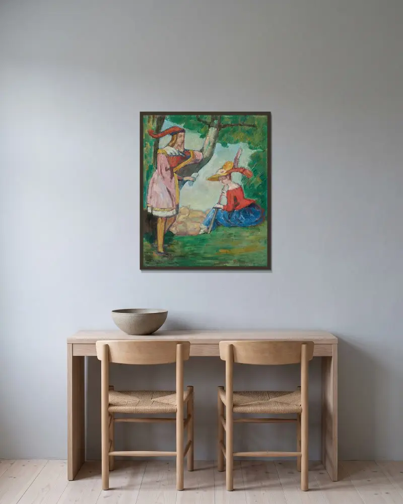 Lantlig scen av Emile Bernard inramad på en vägg
