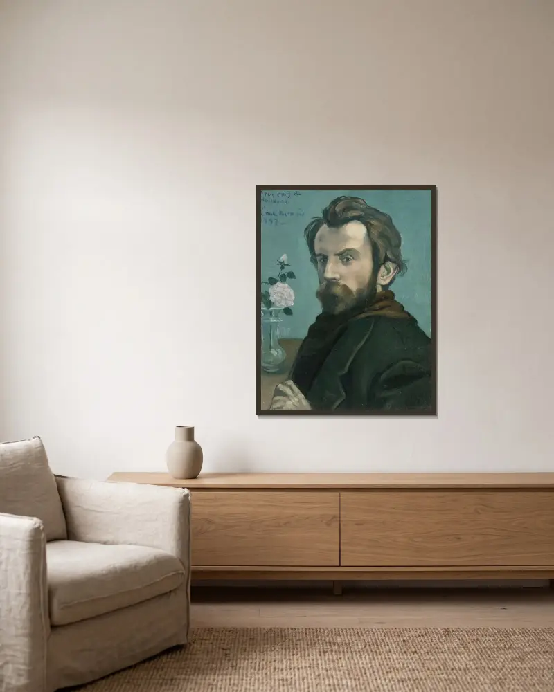 Självporträtt av Emile Bernard inramad på en vägg