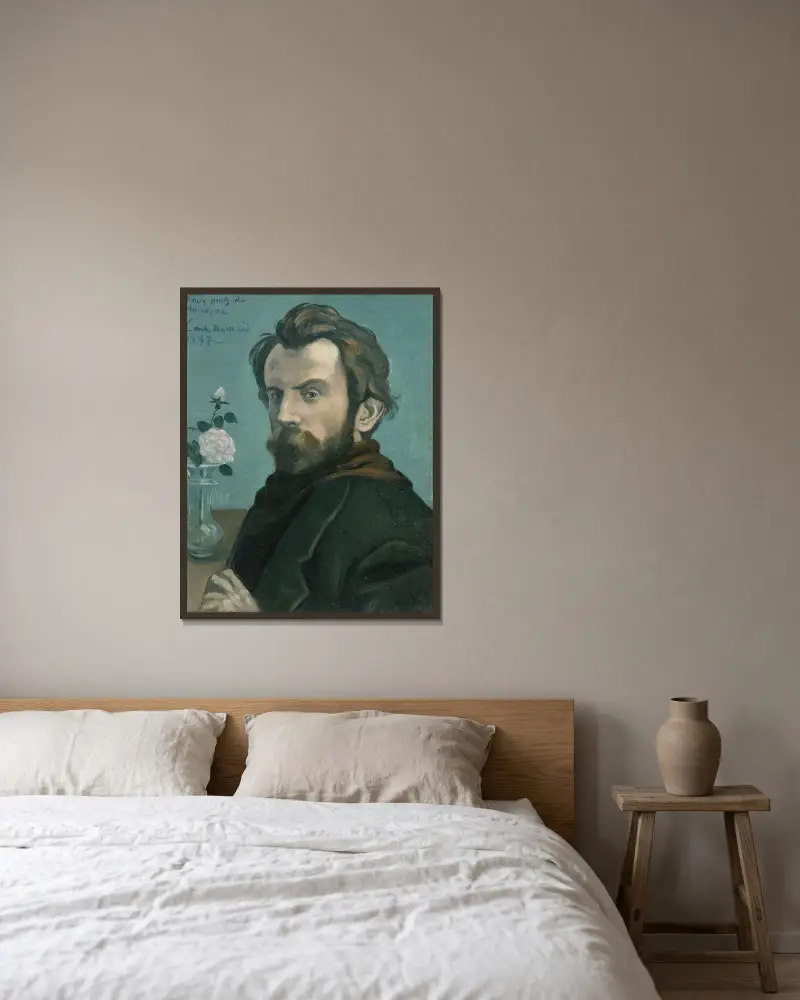 Självporträtt av Emile Bernard inramad på en vägg