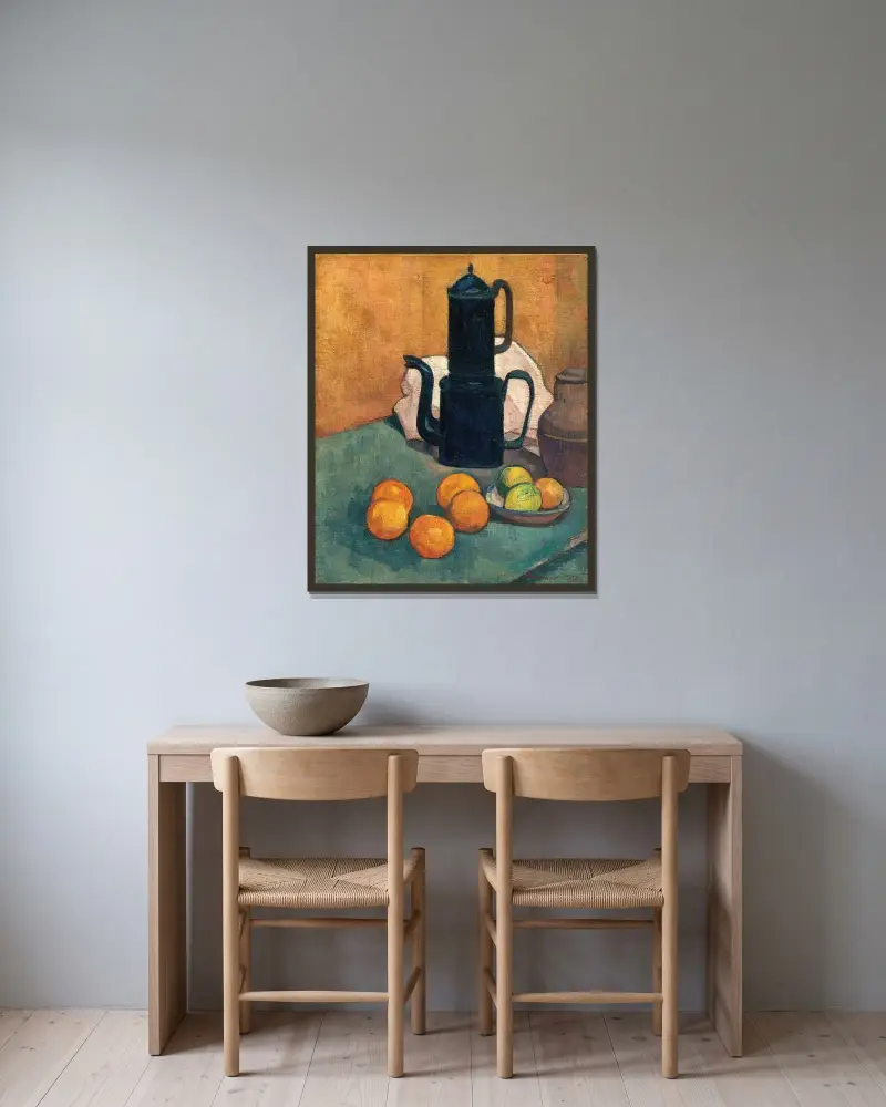 Den blå kaffekannan av Emile Bernard inramad på en vägg