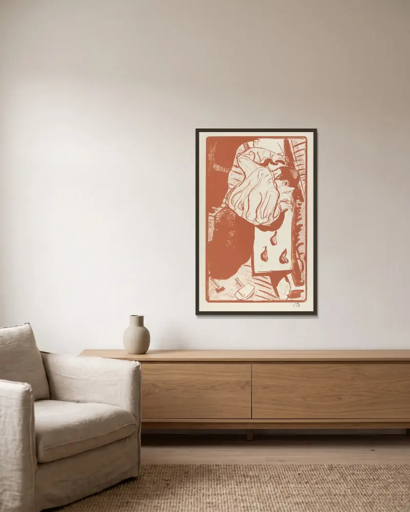 Den gode snickaren eller ödet av Emile Bernard inramad på en vägg