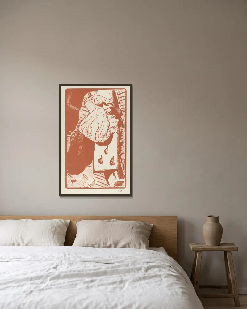 Den gode snickaren eller ödet av Emile Bernard inramad på en vägg