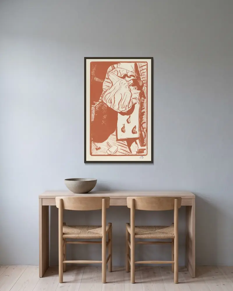 Den gode snickaren eller ödet av Emile Bernard inramad på en vägg