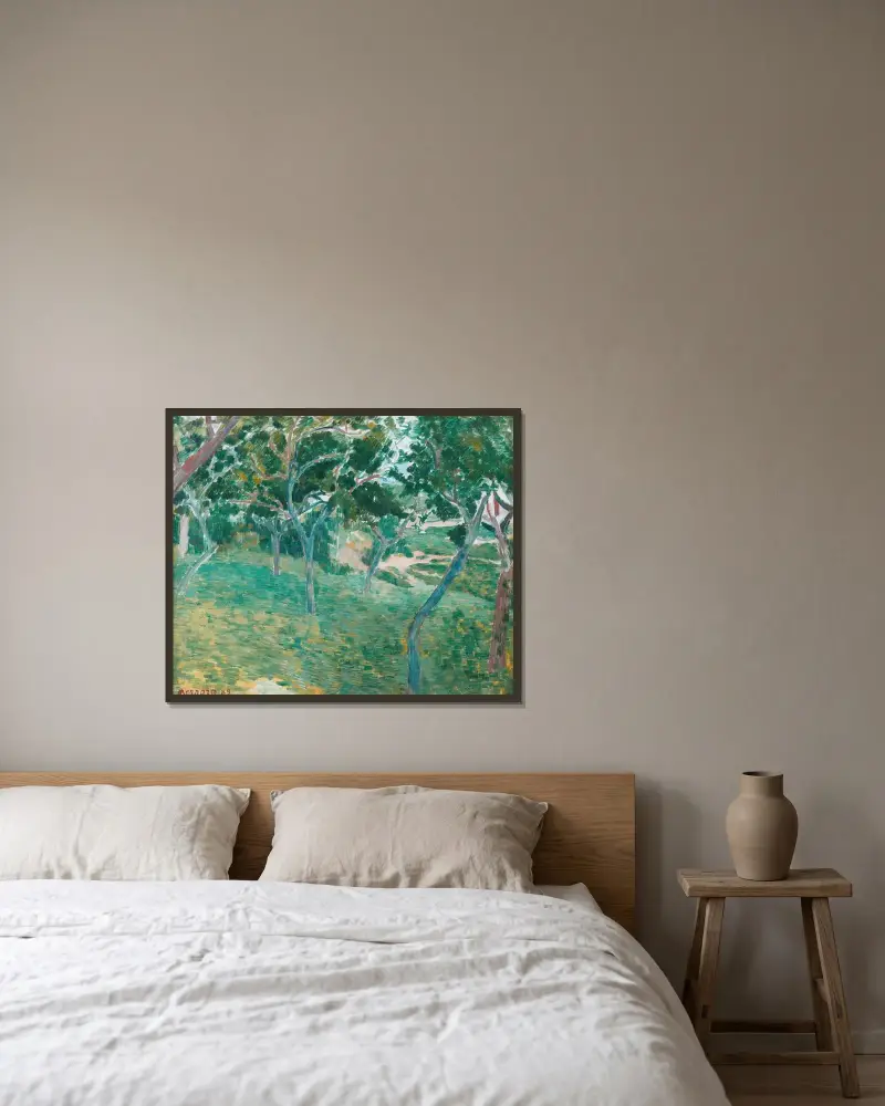 Ett hörn av Bois d'Amour i Pont-Aven av Emile Bernard inramad på en vägg