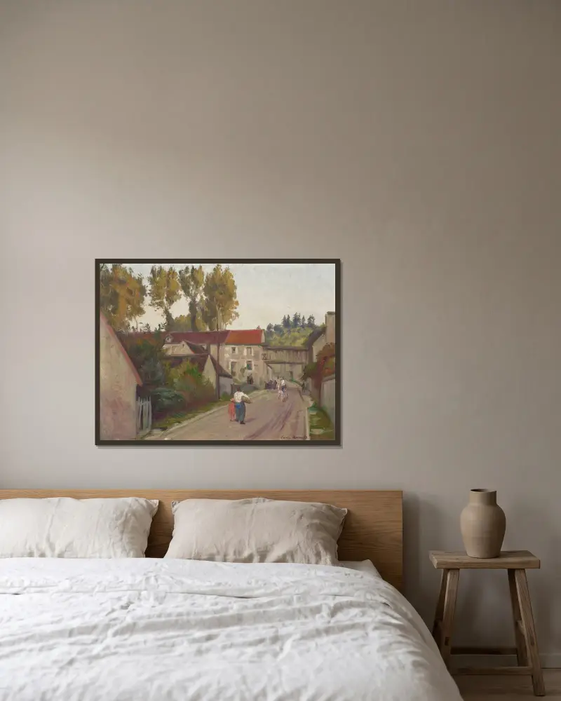 Utsikt över Tonnerre eller Helvetets kvarn av Emile Bernard inramad på en vägg