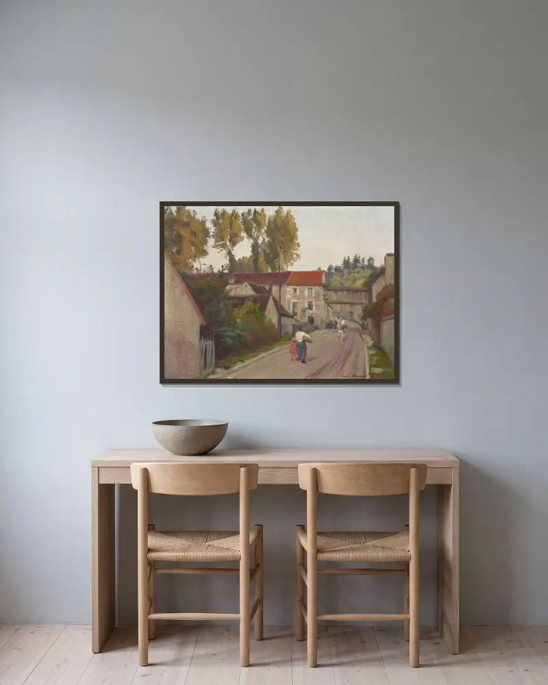 Utsikt över Tonnerre eller Helvetets kvarn av Emile Bernard inramad på en vägg