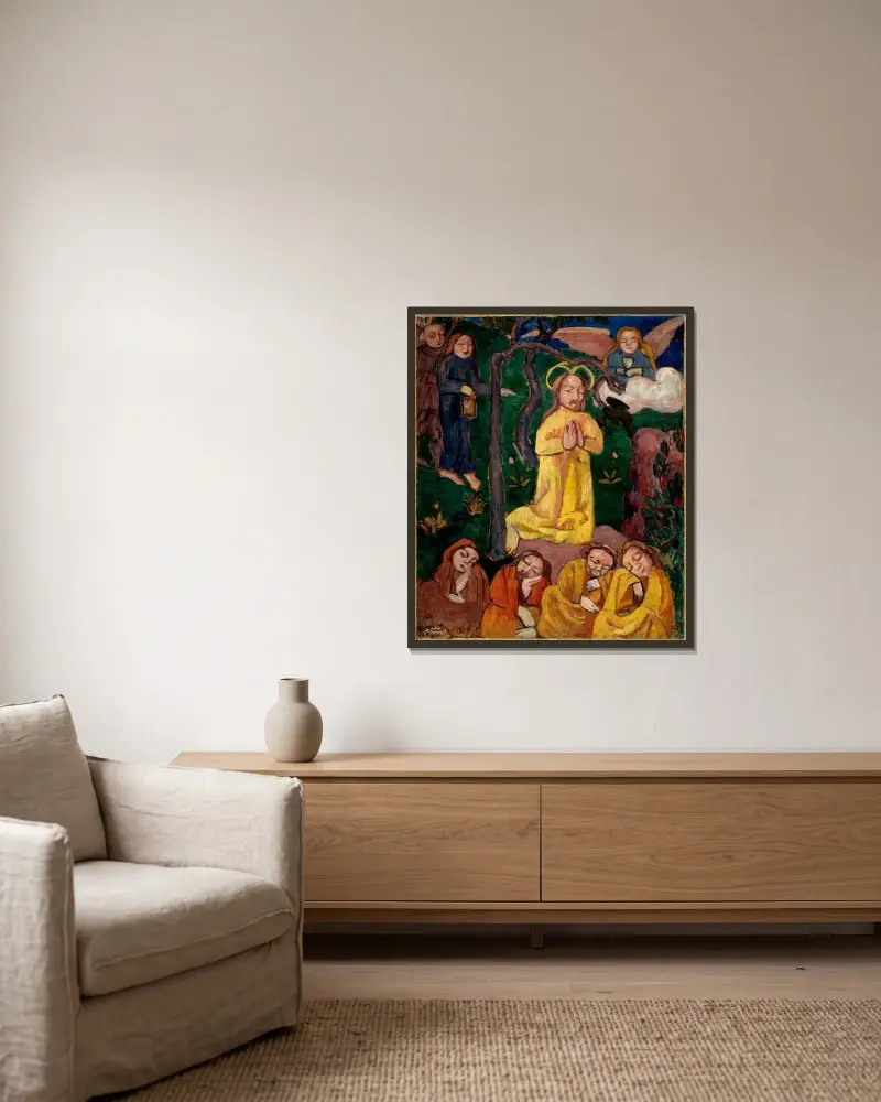 Den gula Kristus av Emile Bernard inramad på en vägg