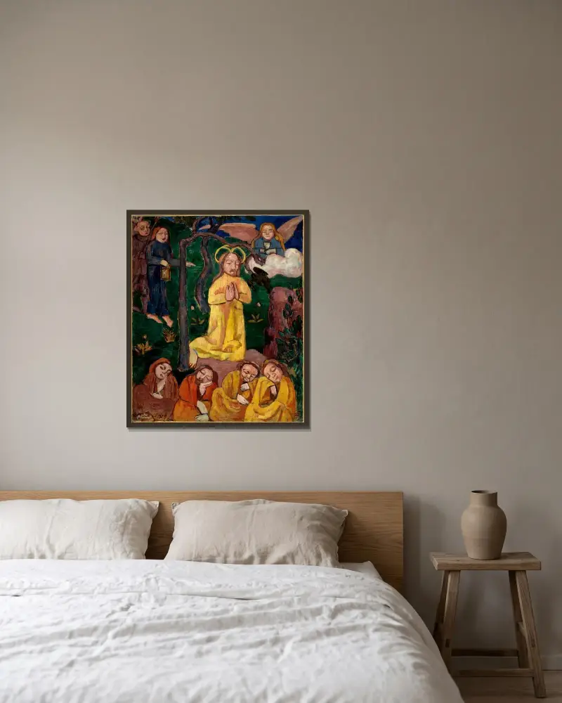 Den gula Kristus av Emile Bernard inramad på en vägg