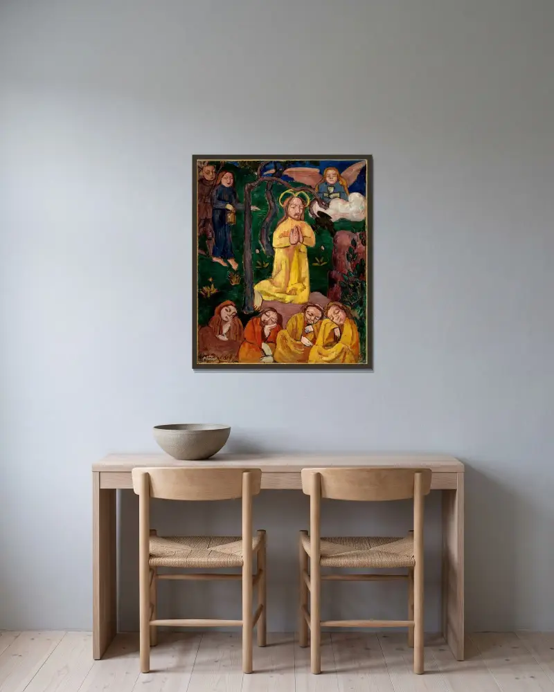 Den gula Kristus av Emile Bernard inramad på en vägg