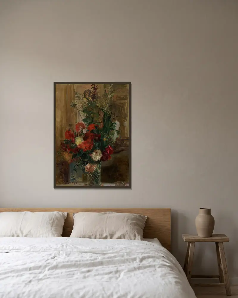 Blomsterbukett av Jacques-Émile Blanche inramad på en vägg