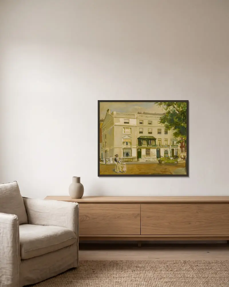 Cadogan Place, Belgravia, London av Jacques-Émile Blanche inramad på en vägg