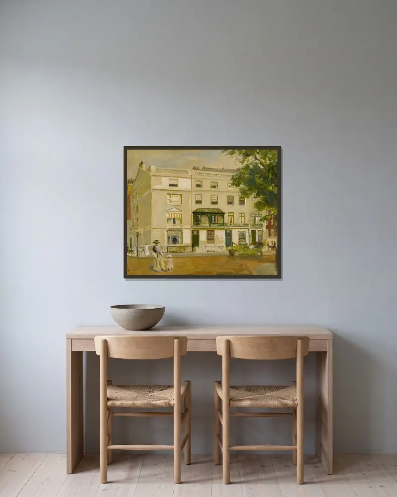 Cadogan Place, Belgravia, London av Jacques-Émile Blanche inramad på en vägg