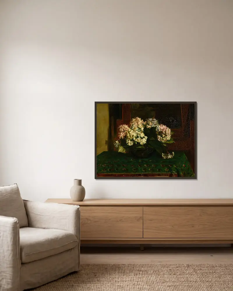 Hortensie (silné horko), Jacques-Émile Blanche v rámu na stěně