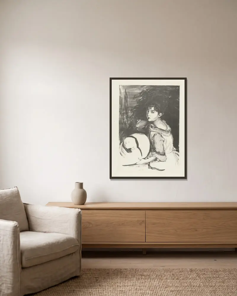 Junges Mädchen (Pouponne) von Jacques-Émile Blanche gerahmt an einer Wand
