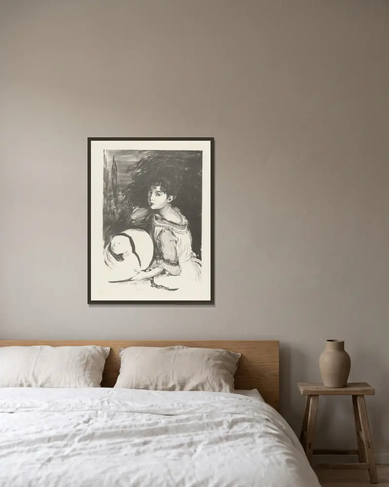 Junges Mädchen (Pouponne) von Jacques-Émile Blanche gerahmt an einer Wand