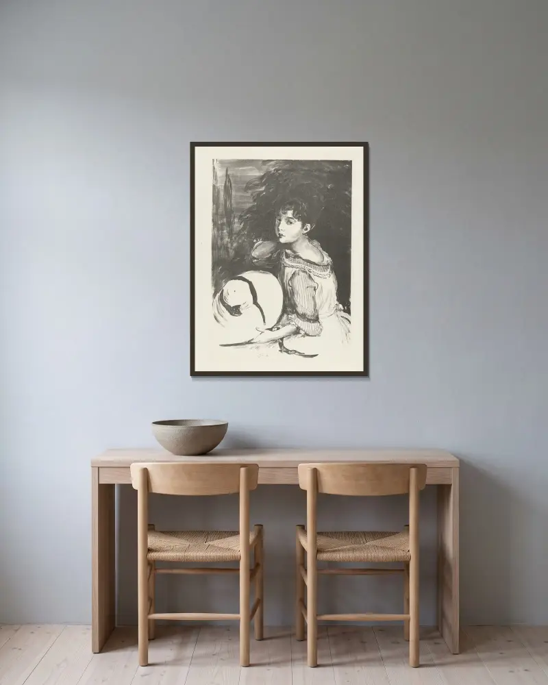 Junges Mädchen (Pouponne) von Jacques-Émile Blanche gerahmt an einer Wand