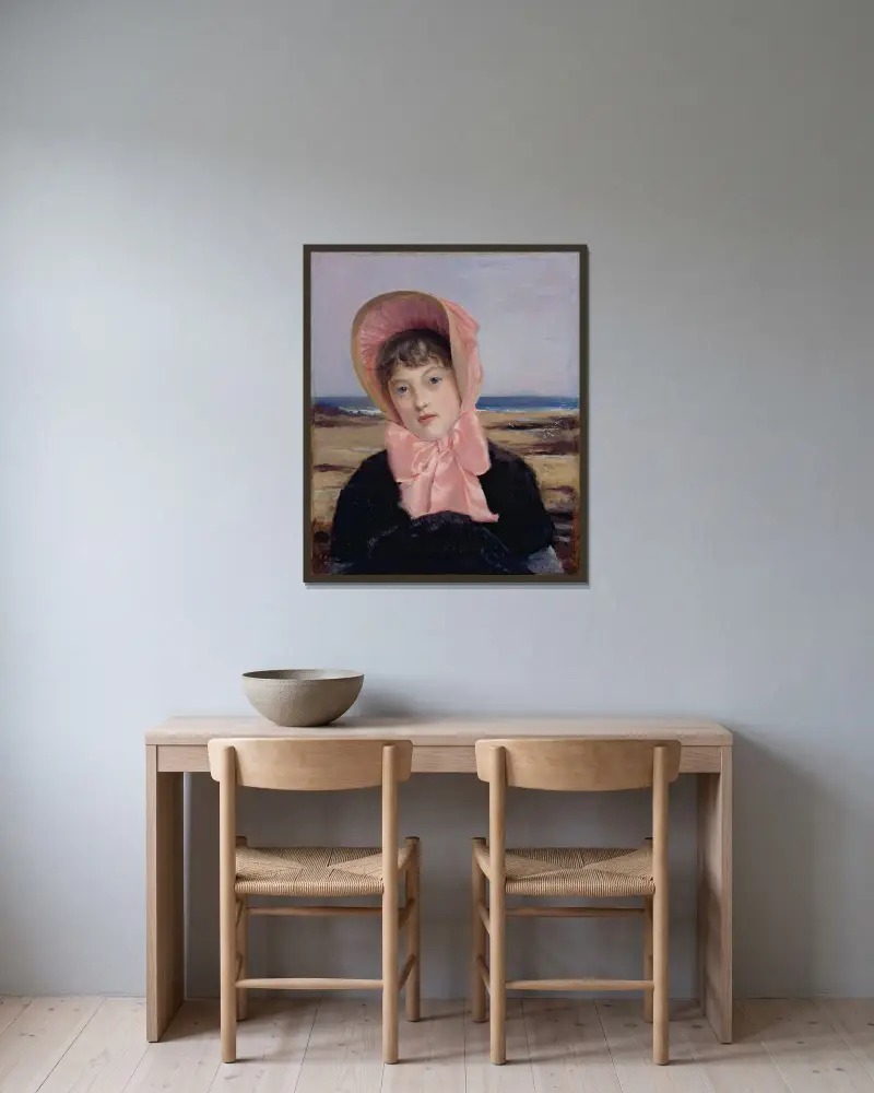 Den rosa capen av Jacques-Émile Blanche inramad på en vägg
