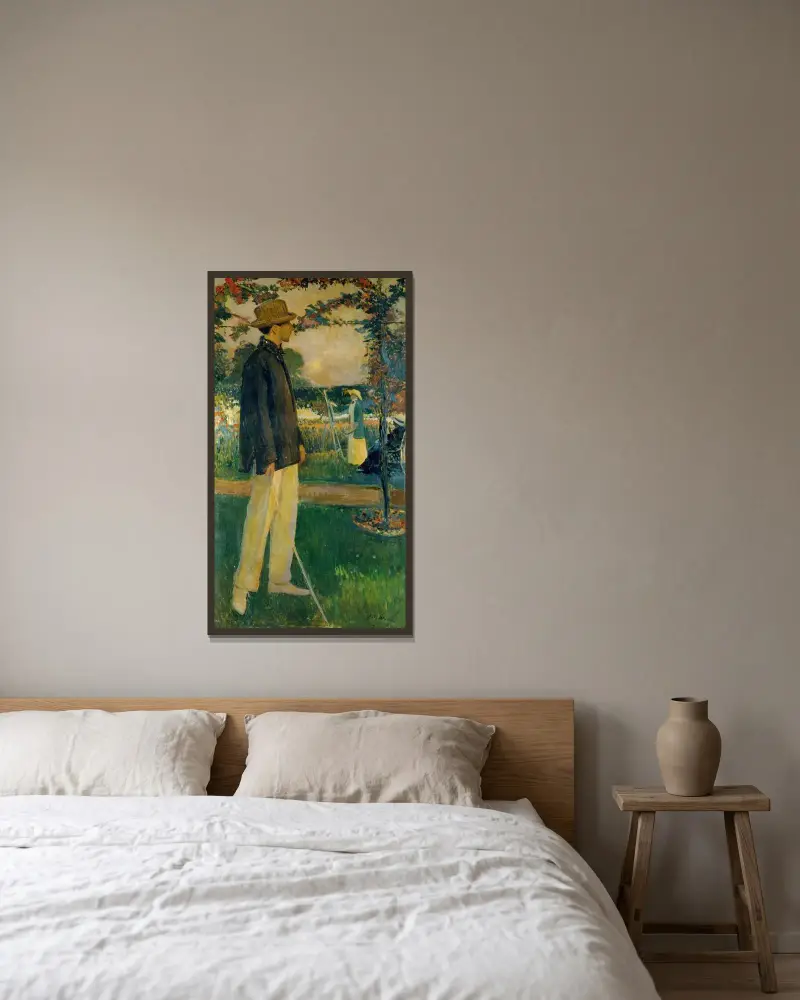 Porträtt av Jean Cocteau av Jacques-Émile Blanche inramad på en vägg