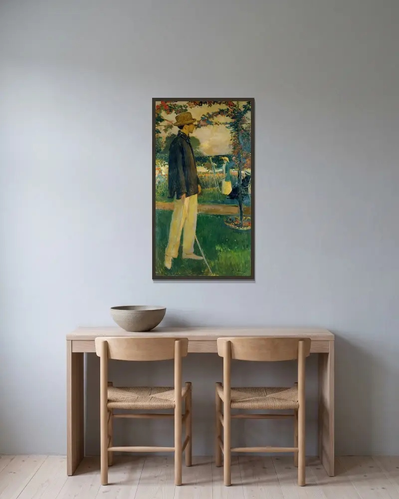 Porträtt av Jean Cocteau av Jacques-Émile Blanche inramad på en vägg