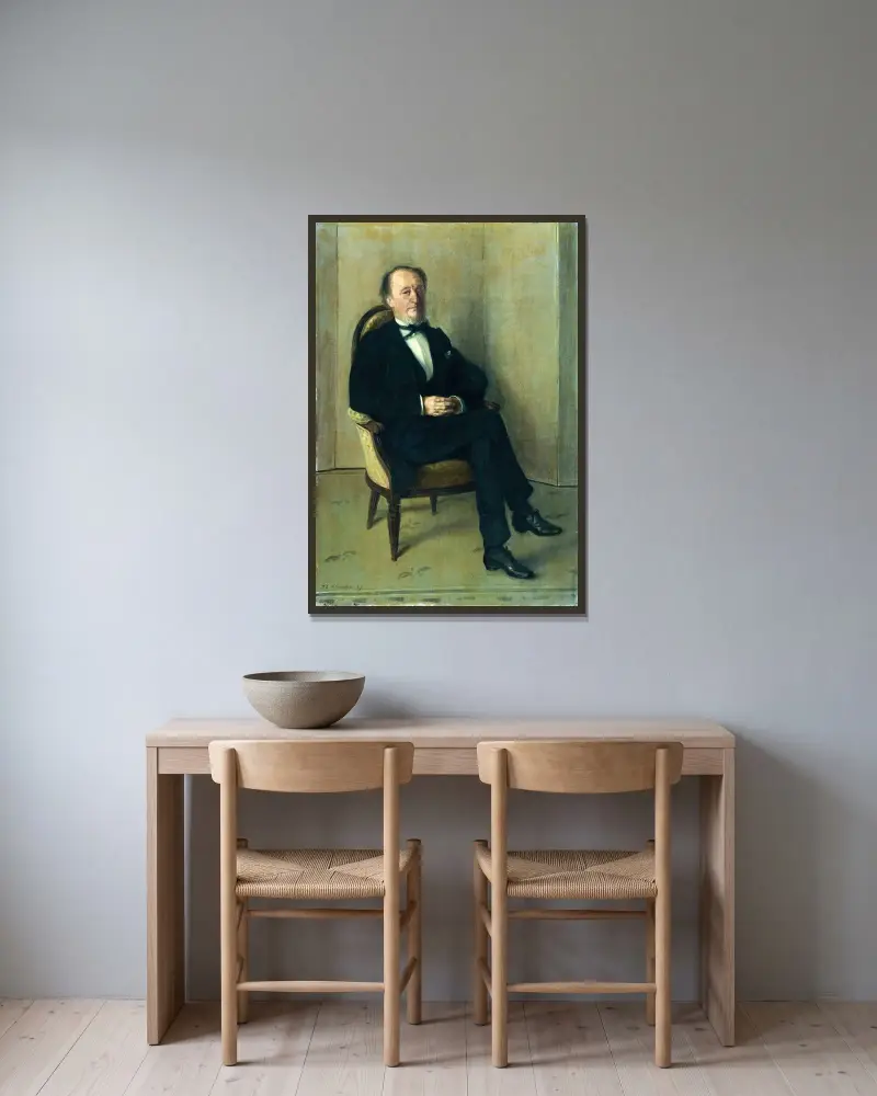 Porträtt av John Lemoine av Jacques-Émile Blanche inramad på en vägg