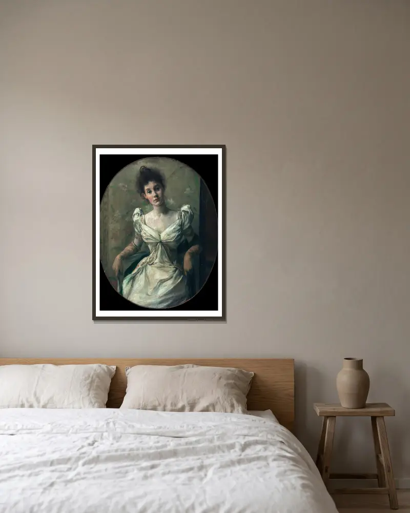 Portrait de Madame Abel Hermant av Jacques-Émile Blanche inramad på en vägg