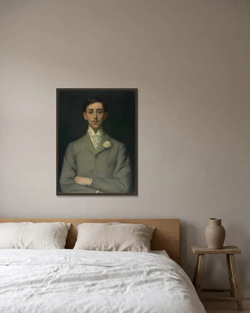 Portrait de Maurice Barrès, 1890 av Jacques-Émile Blanche inramad på en vägg
