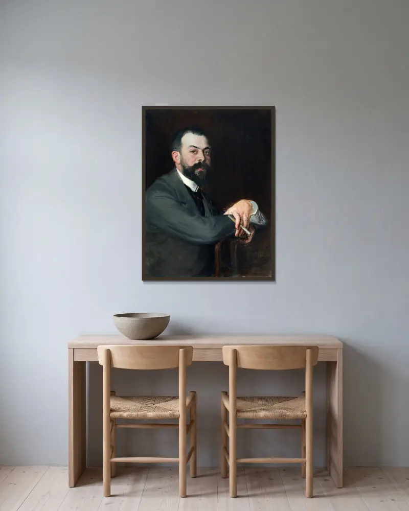 Portrait de Monsieur Léon Pissard jeune av Jacques-Émile Blanche inramad på en vägg