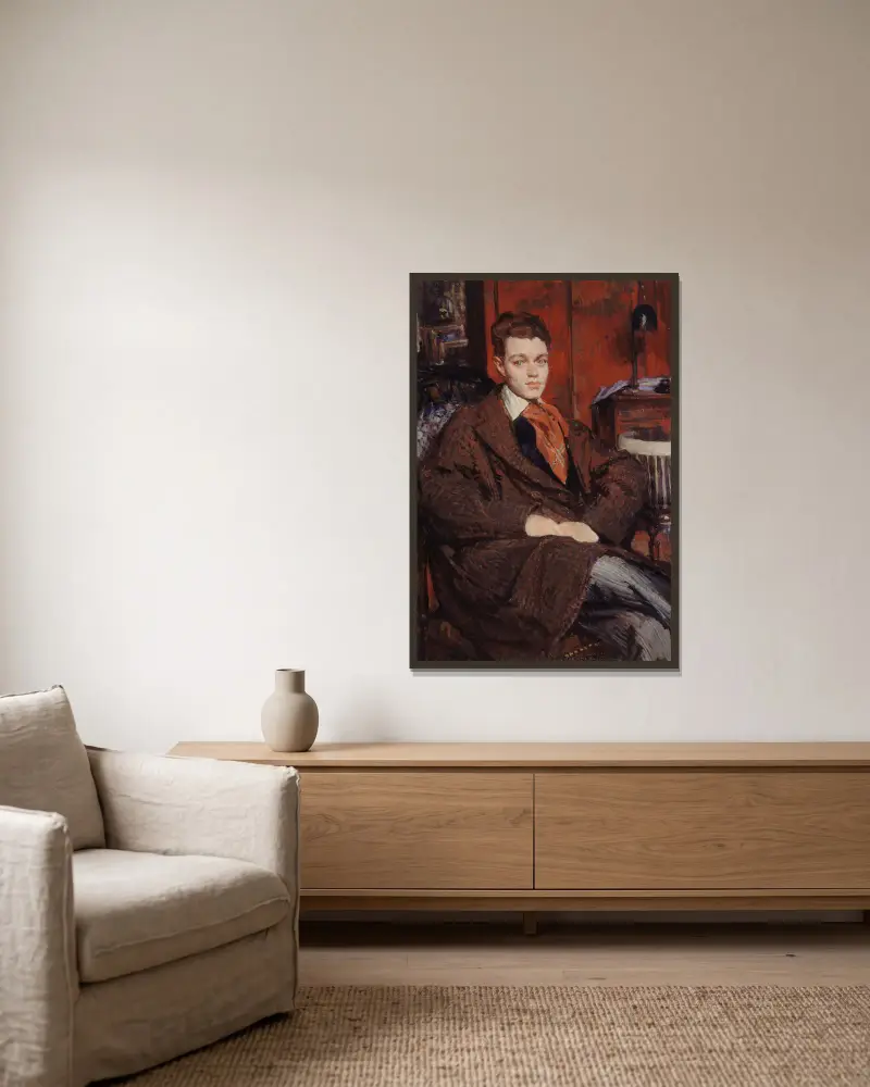 Portrait de René Crevel (1900-1935), écrivain av Jacques-Émile Blanche inramad på en vägg