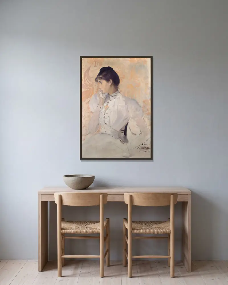 Förmodat porträtt av Henriette Chabot av Jacques-Émile Blanche inramad på en vägg