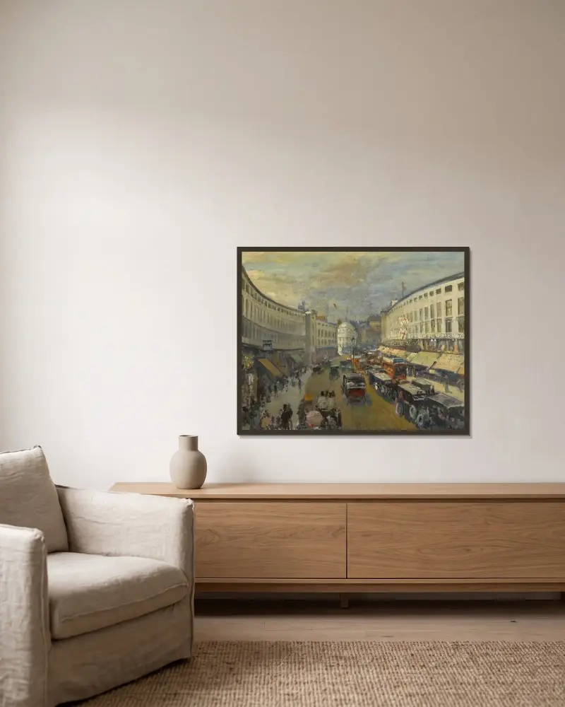 Regent Street, London av Jacques-Émile Blanche inramad på en vägg
