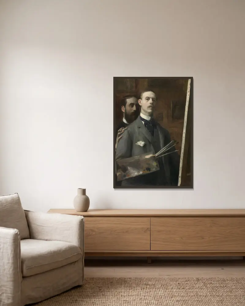 Selbstporträt mit Raphael de Ochoa von Jacques-Émile Blanche gerahmt an einer Wand
