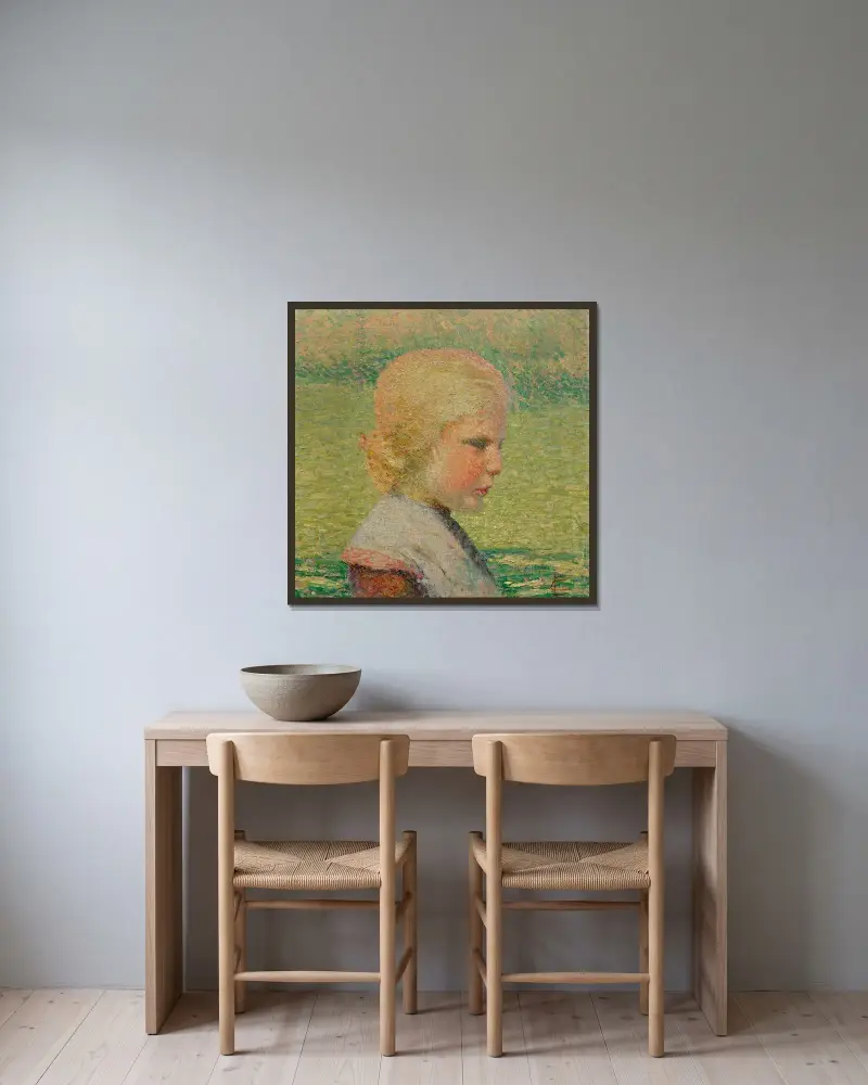 På fältet av Emile Claus inramad på en vägg