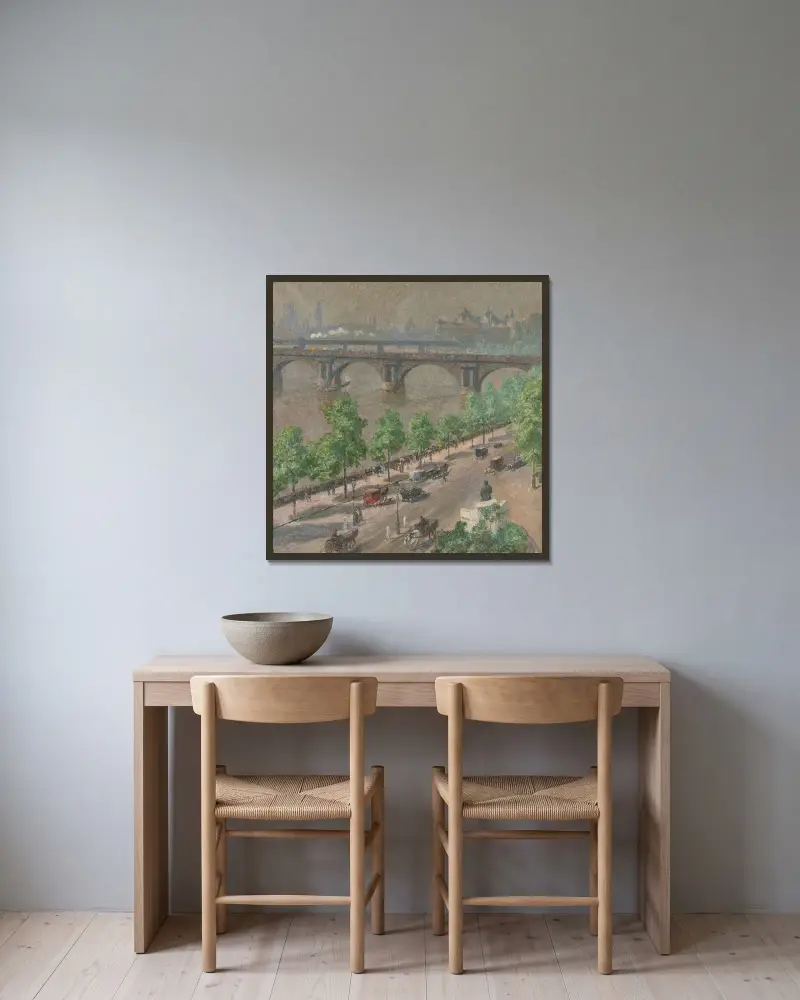 Gröna träd av Emile Claus inramad på en vägg