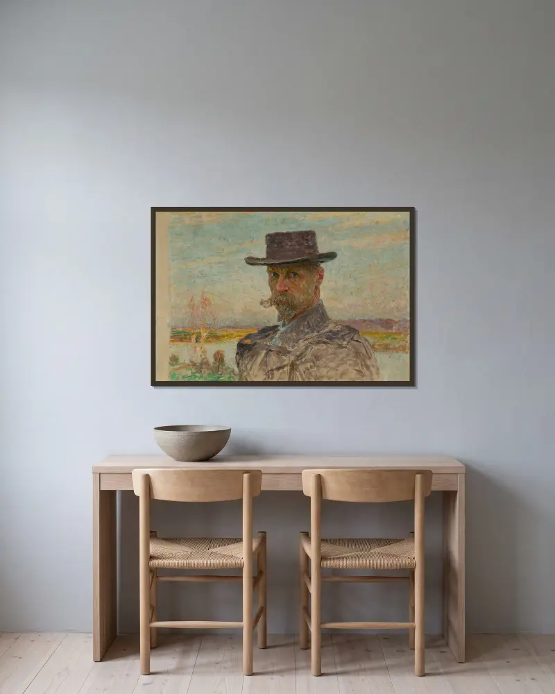 Autoportrét, 1912, Emile Claus v rámu na stěně