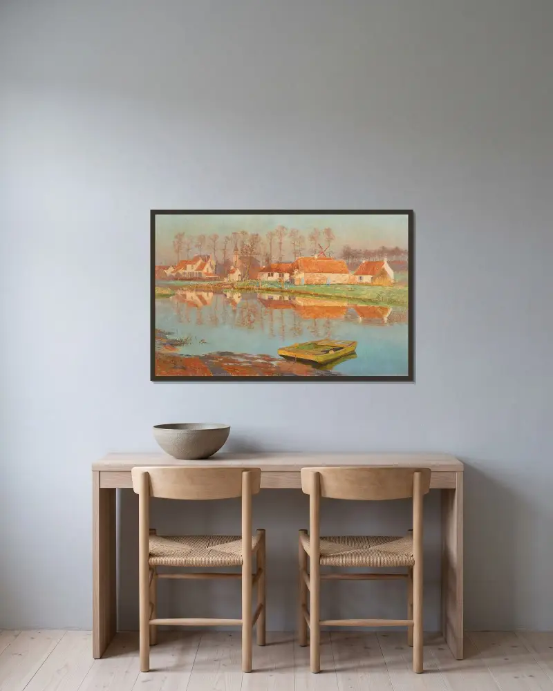 Byn Deurle av Emile Claus inramad på en vägg
