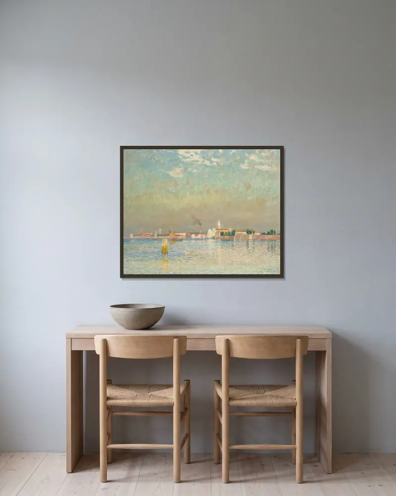 Vy över Murano, Venedig av Emile Claus inramad på en vägg