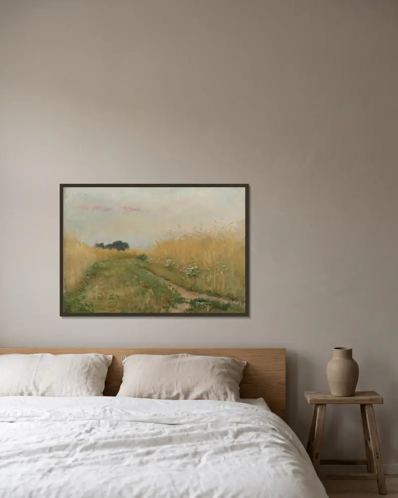 Zomerlandschap – Korenveld av Emile Claus inramad på en vägg