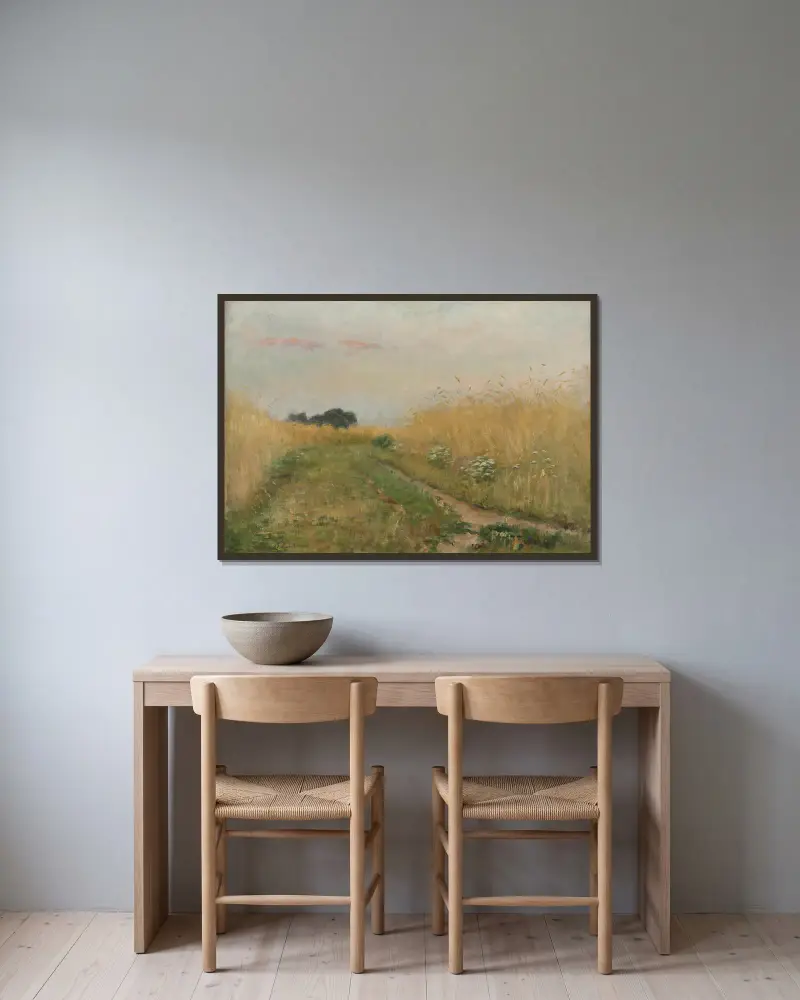 Zomerlandschap – Korenveld av Emile Claus inramad på en vägg