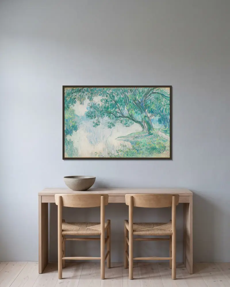 Landschaft mit Teich von Claude-Émile Schuffenecker gerahmt an einer Wand